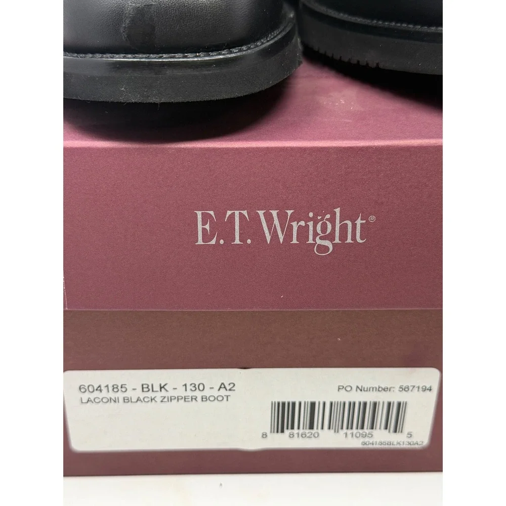 E.T. Wright Laconi Black Leather Side Zip Ankle Dress Boots Box NOS Mens 13 AA